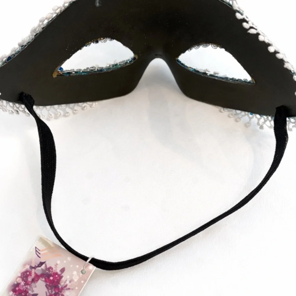 Unbranded • Elegant Venetian-Style Masquerade Mask in Aqua Blue & White